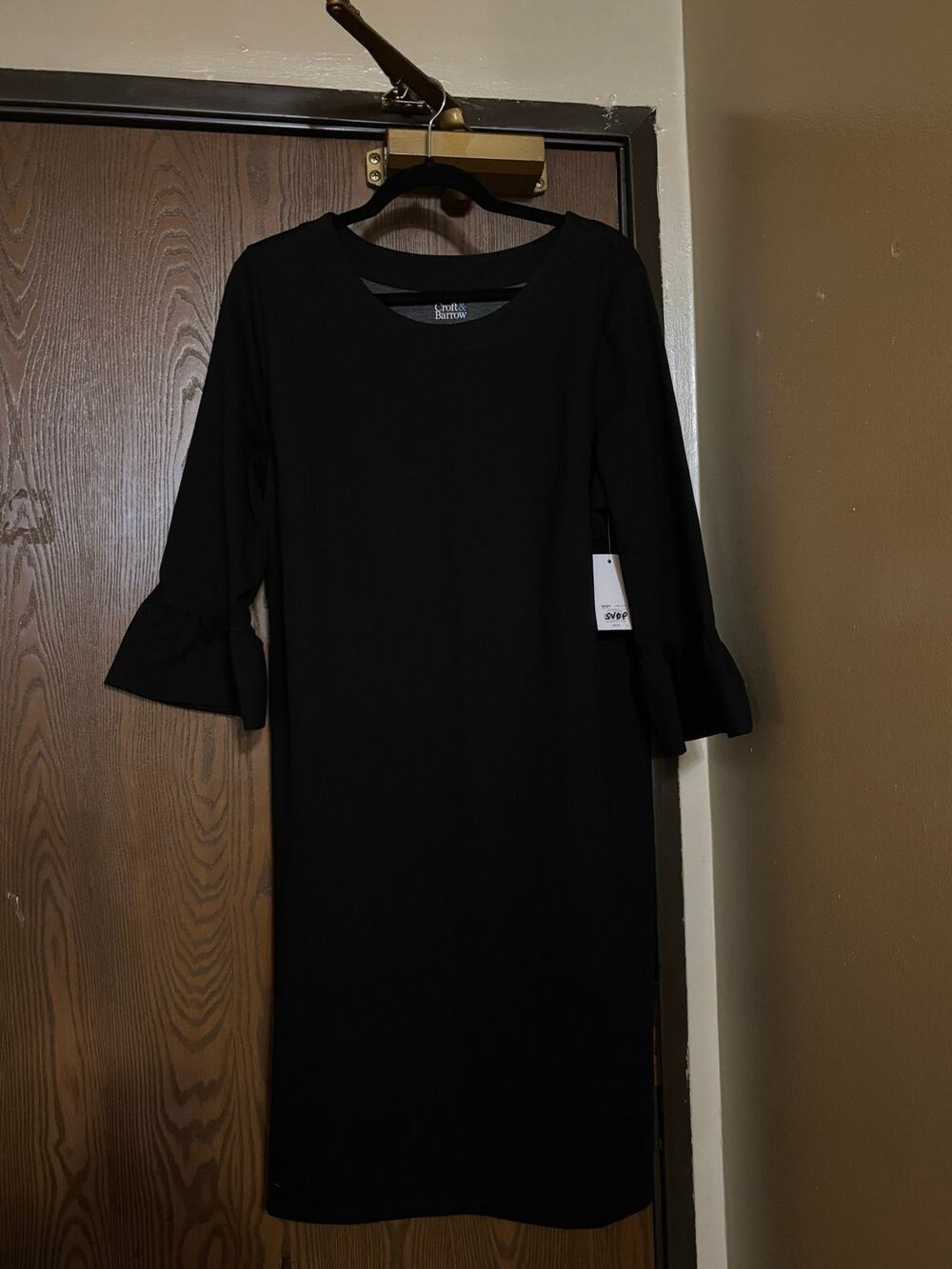 NWT Croft & Barrow Black 3/4 Sleeve Office Professional Fall Midi Dress